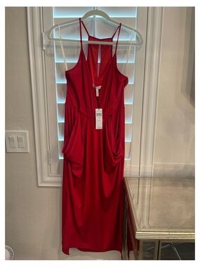 BCBGeneration Red Sleeveless Maxi Dress with Keyhole Front